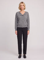 Kolvara Cardigan Col Asymétrique Boutonné – Femme Maille Tricot Bureau Décontracté Automne Chic