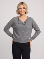 Kolvara Cardigan Col Asymétrique Boutonné – Femme Maille Tricot Bureau Décontracté Automne Chic