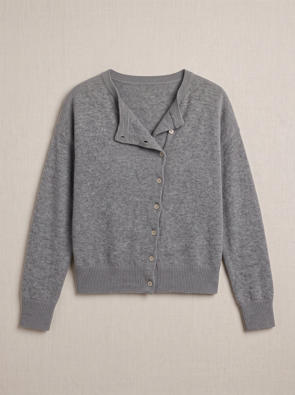 Kolvara Cardigan Col Asymétrique Boutonné – Femme Maille Tricot Bureau Décontracté Automne Chic