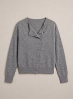 Kolvara Cardigan Col Asymétrique Boutonné – Femme Maille Tricot Bureau Décontracté Automne Chic