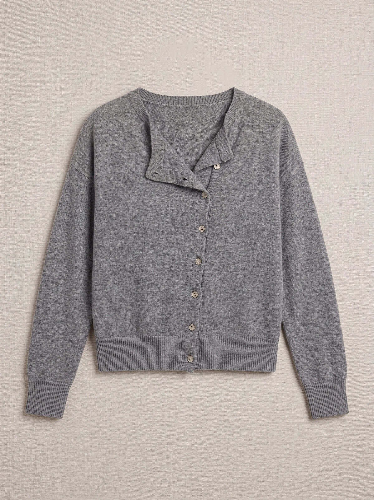 Kolvara Cardigan Col Asymétrique Boutonné – Femme Maille Tricot Bureau Décontracté Automne Chic