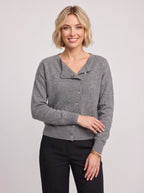 Kolvara Cardigan Col Asymétrique Boutonné – Femme Maille Tricot Bureau Décontracté Automne Chic