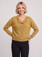 Kolvara Cardigan Col Asymétrique Boutonné – Femme Maille Tricot Bureau Décontracté Automne Chic
