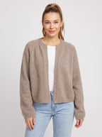 Knitara Cardigan Ouvert Court – Femme Automne Bureau Décontracté Maille Douce Manches Longues