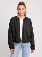 Knitara Cardigan Ouvert Court – Femme Automne Bureau Décontracté Maille Douce Manches Longues
