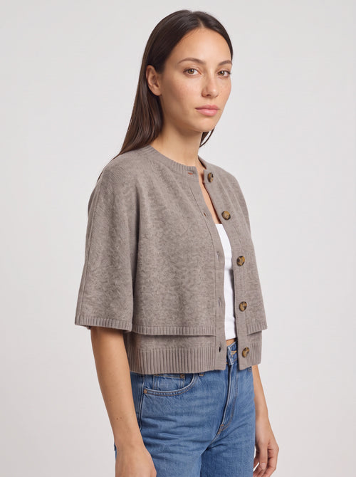 Kimono Gilet Femme Manches Courtes – Cardigan Boutonné Maille Automne Bureau Décontracté