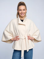 Cintura Cape Kimono Ceinturée – Femme Poncho Automne Chaud Élégant Bureau Décontracté