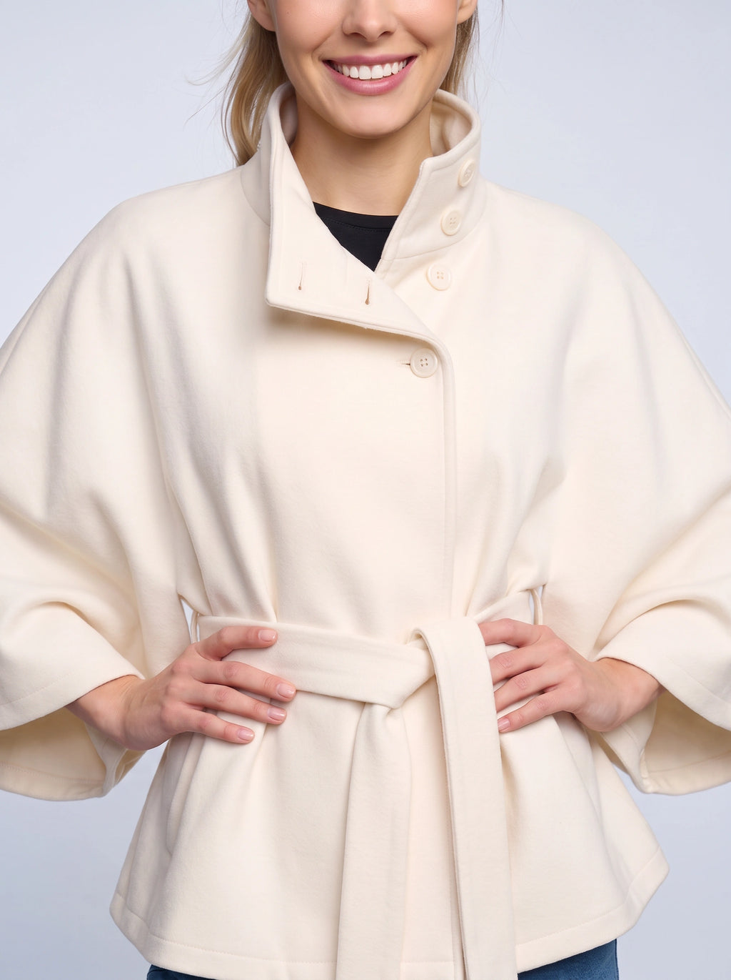 Cintura Cape Kimono Ceinturée – Femme Poncho Automne Chaud Élégant Bureau Décontracté