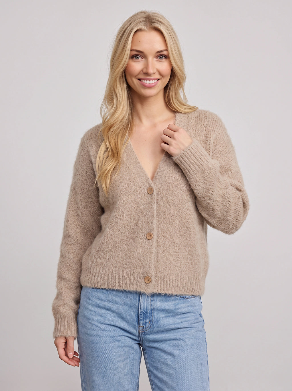 Nuvola Cardigan Court Boutonné – Femme Automne Maille Doux Décolleté Col V Décontracté Bureau