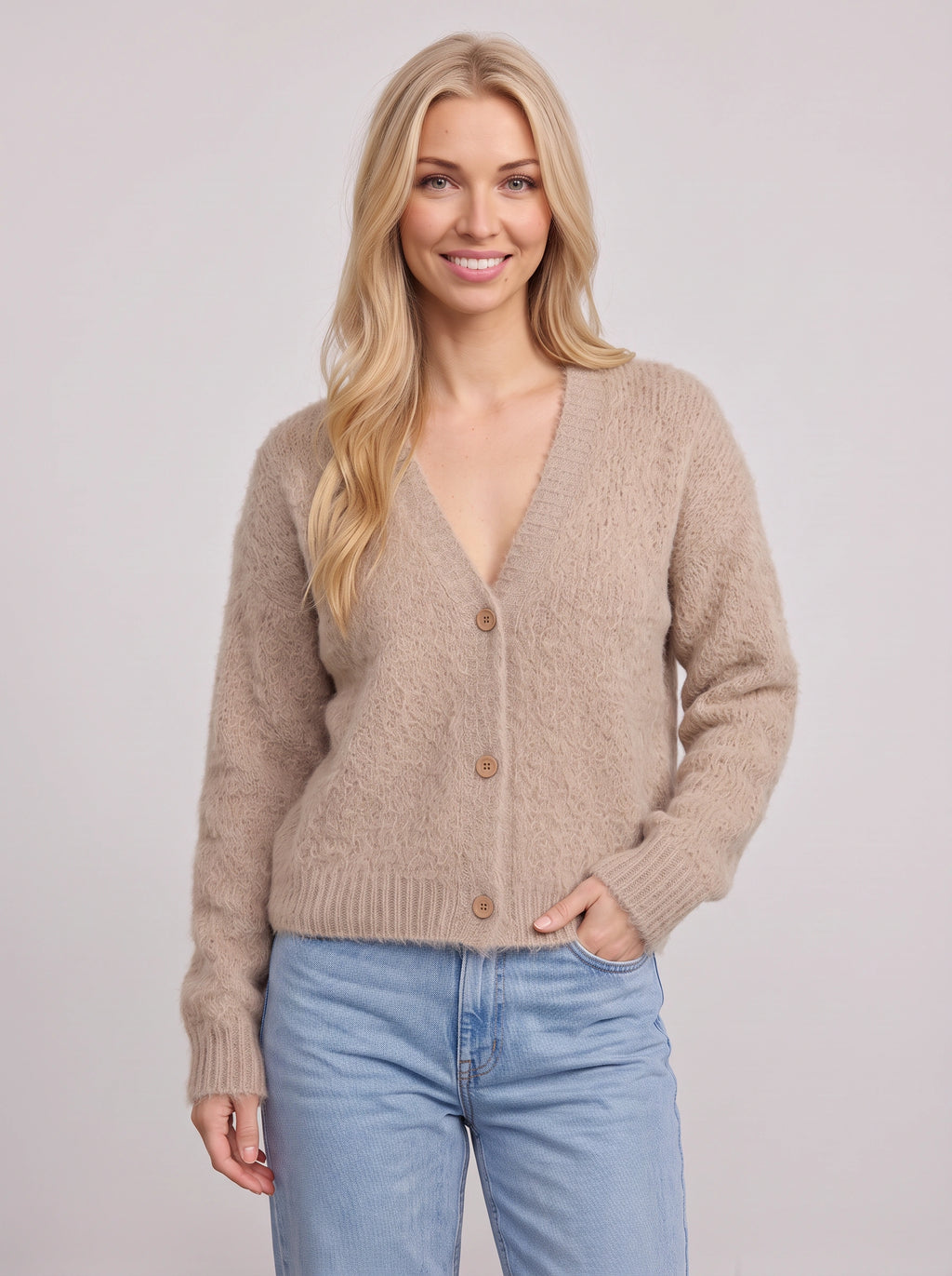 Nuvola Cardigan Court Boutonné – Femme Automne Maille Doux Décolleté Col V Décontracté Bureau