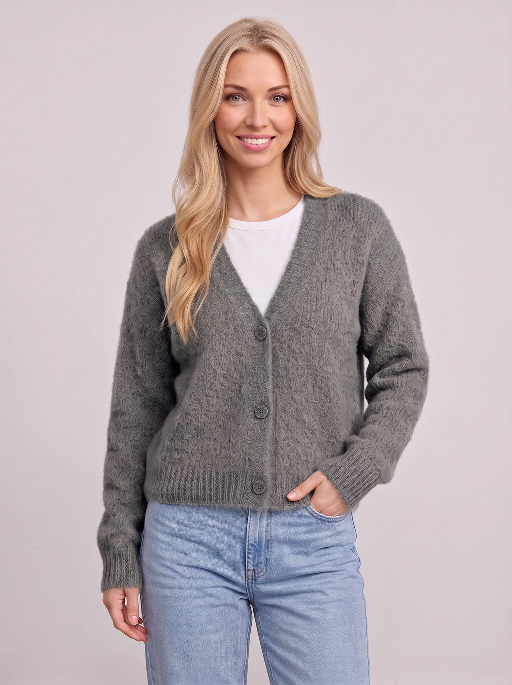 Nuvola Cardigan Court Boutonné – Femme Automne Maille Doux Décolleté Col V Décontracté Bureau