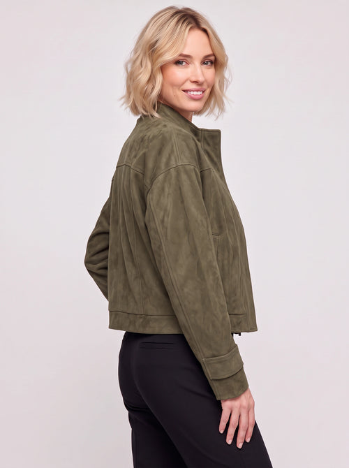 Kerova Veste Bomber Suédine – Femme Aviateur Casual Oversize Automne Streetwear