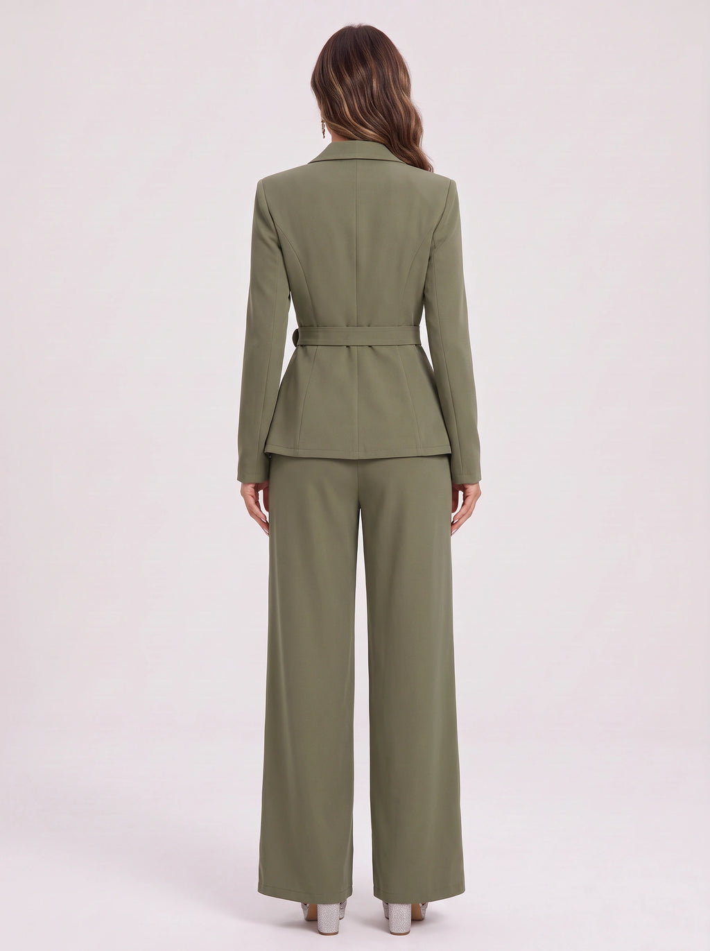 Silara Ensemble Tailleur Pantalon – Femme Bureau Chic Cérémonie Soirée Jambe Large Coupe Ajustée