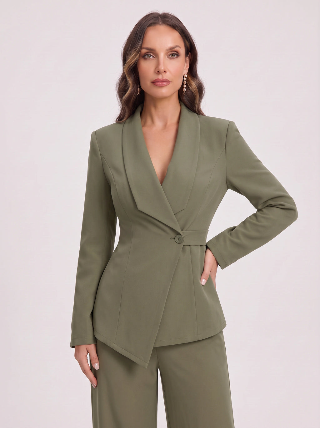 Silara Ensemble Tailleur Pantalon – Femme Bureau Chic Cérémonie Soirée Jambe Large Coupe Ajustée