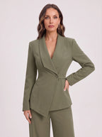 Silara Ensemble Tailleur Pantalon – Femme Bureau Chic Cérémonie Soirée Jambe Large Coupe Ajustée