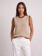 Ribnest Pull Sans Manche Femme – Gilet Automne Bureau Chic Bicolore Tricot