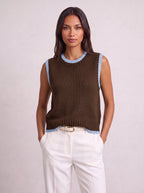 Ribnest Pull Sans Manche Femme – Gilet Automne Bureau Chic Bicolore Tricot