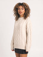 Treccia Pull Torsades Épaisses – Femme Maille Irlandaise Oversize Automne Hiver Cocooning
