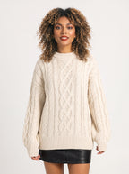 Treccia Pull Torsades Épaisses – Femme Maille Irlandaise Oversize Automne Hiver Cocooning