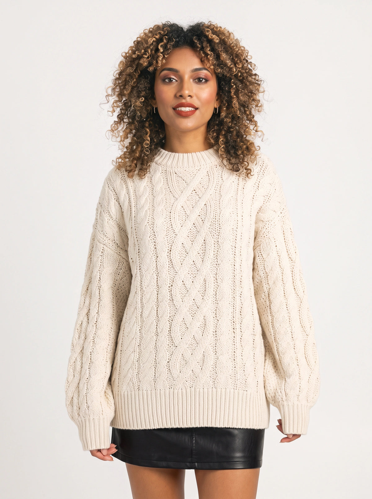 Treccia Pull Torsades Épaisses – Femme Maille Irlandaise Oversize Automne Hiver Cocooning