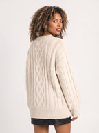 Treccia Pull Torsades Épaisses – Femme Maille Irlandaise Oversize Automne Hiver Cocooning