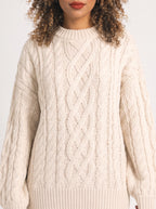 Treccia Pull Torsades Épaisses – Femme Maille Irlandaise Oversize Automne Hiver Cocooning