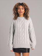 Treccia Pull Torsades Épaisses – Femme Maille Irlandaise Oversize Automne Hiver Cocooning