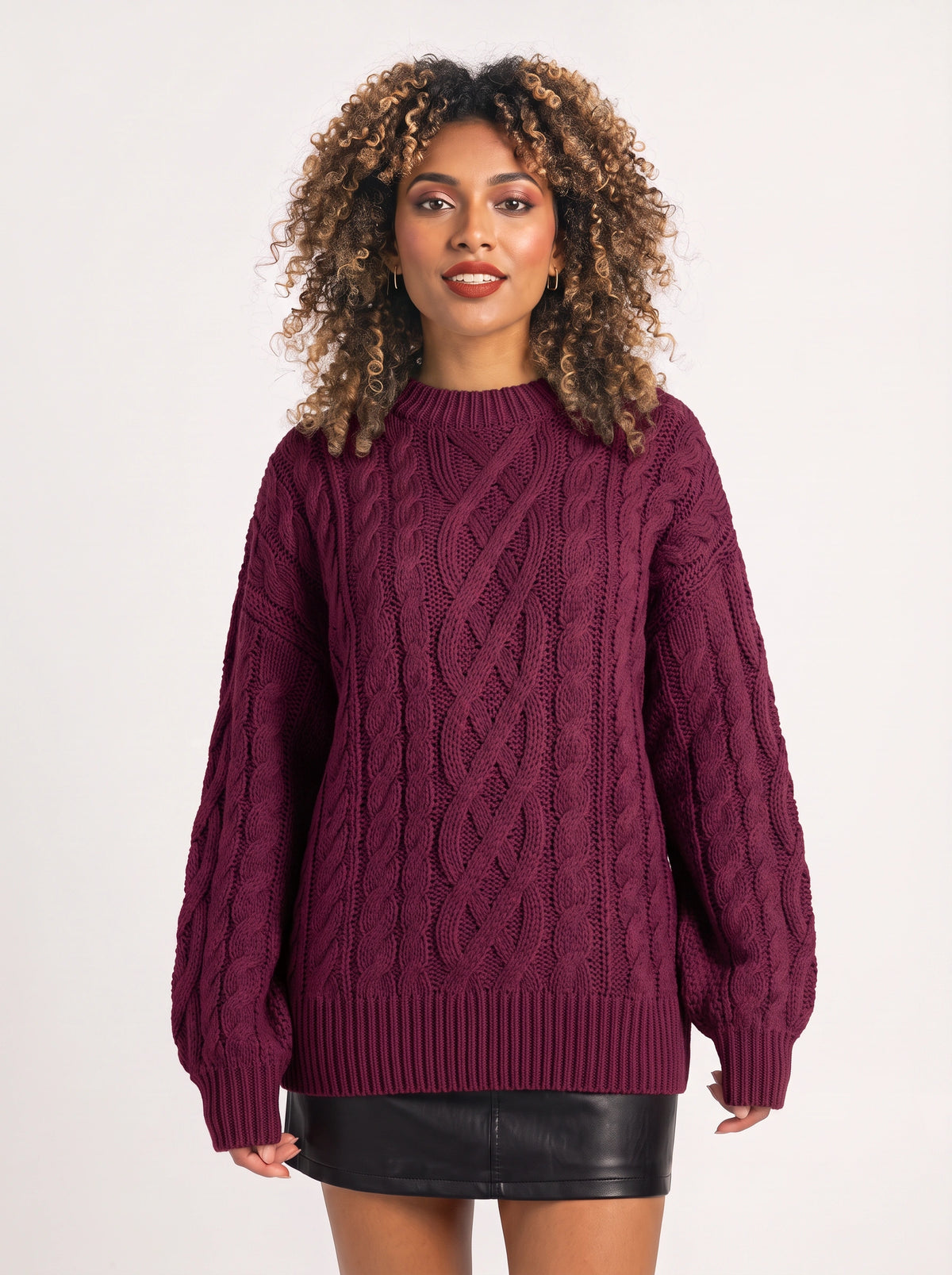Treccia Pull Torsades Épaisses – Femme Maille Irlandaise Oversize Automne Hiver Cocooning