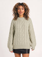 Treccia Pull Torsades Épaisses – Femme Maille Irlandaise Oversize Automne Hiver Cocooning