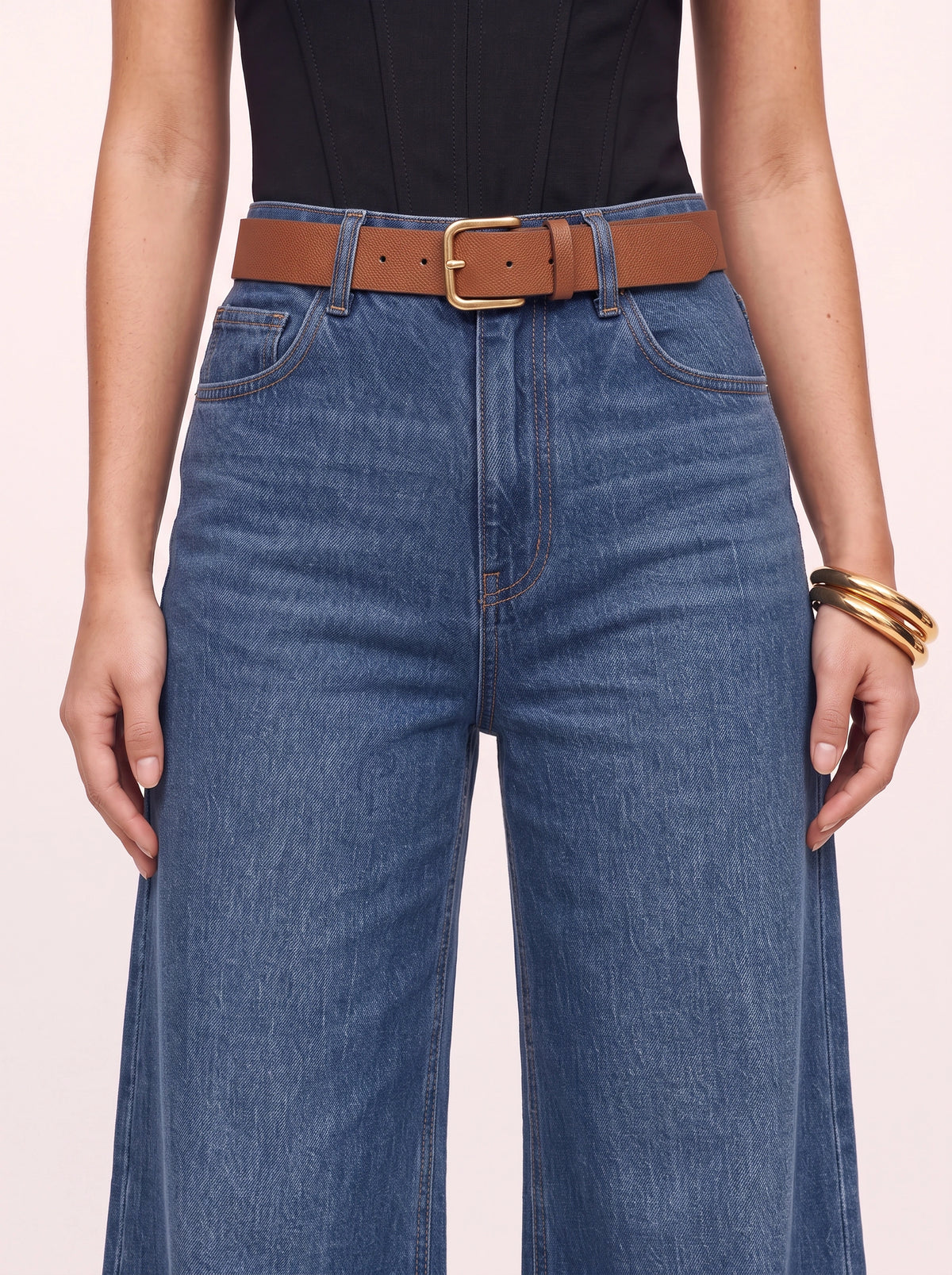 Amplio Jean Large Taille Haute – Femme Fluide Jambe Évasée Denim Automne Casual Chic