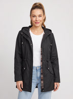 Noraia Parka Capuche Doublée – Femme Imperméable Automne Ville Casual Mi-Longue