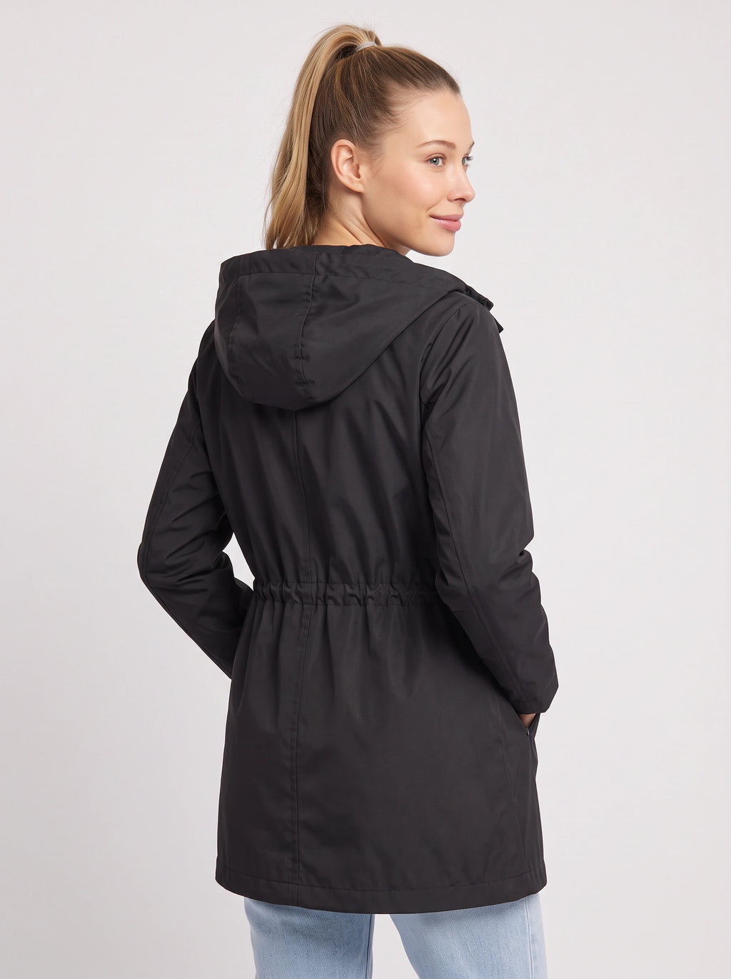 Noraia Parka Capuche Doublée – Femme Imperméable Automne Ville Casual Mi-Longue