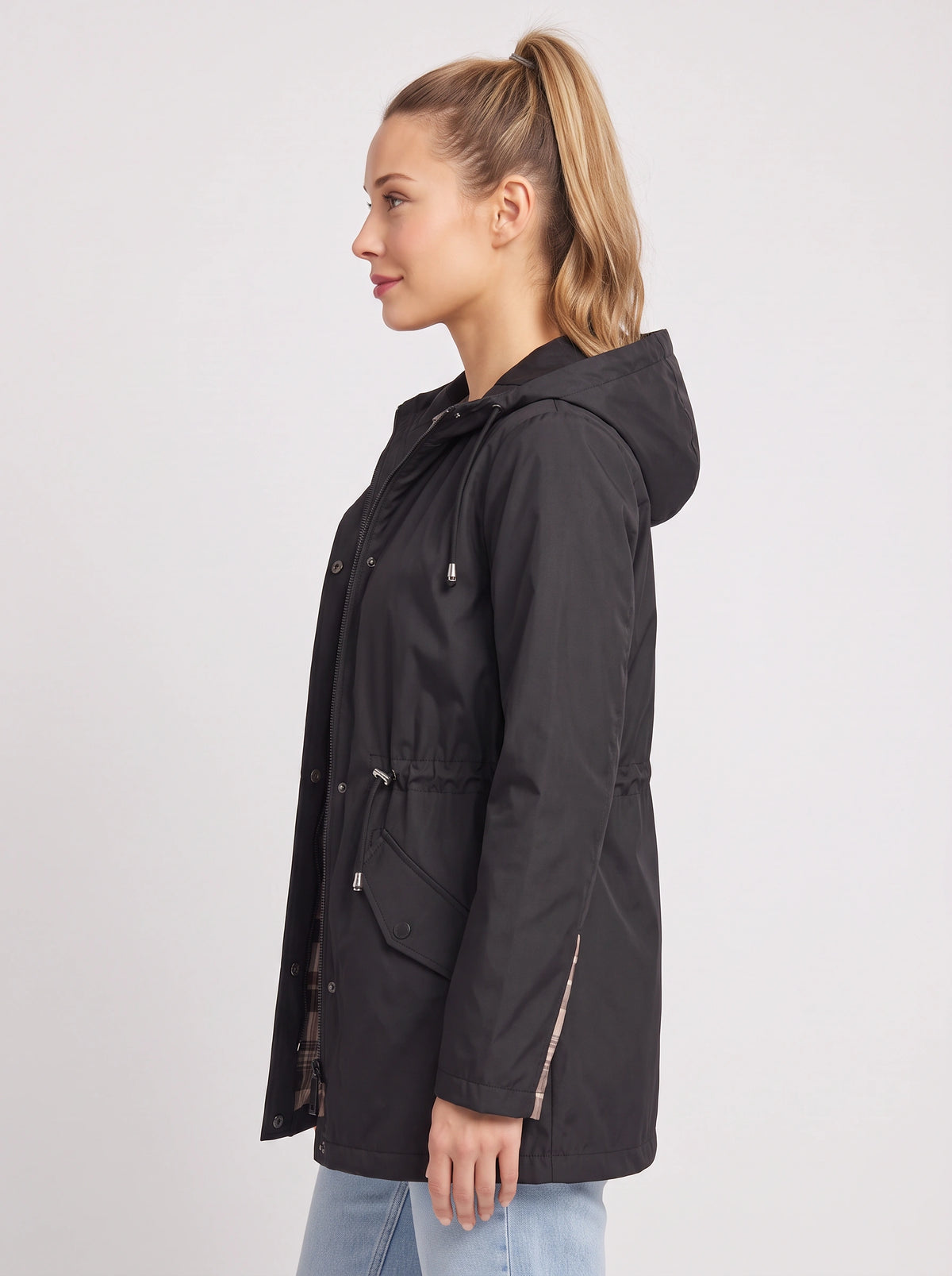 Noraia Parka Capuche Doublée – Femme Imperméable Automne Ville Casual Mi-Longue