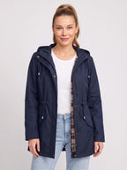 Noraia Parka Capuche Doublée – Femme Imperméable Automne Ville Casual Mi-Longue