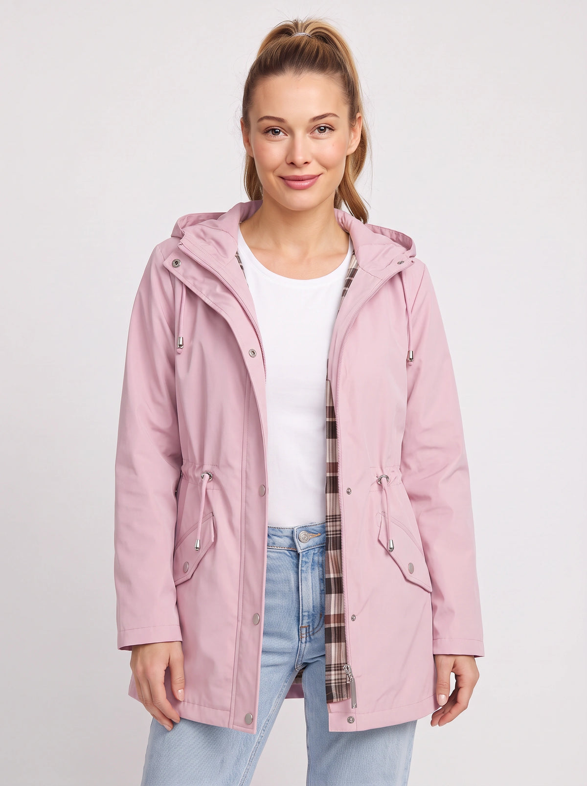 Noraia Parka Capuche Doublée – Femme Imperméable Automne Ville Casual Mi-Longue