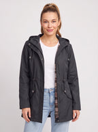Noraia Parka Capuche Doublée – Femme Imperméable Automne Ville Casual Mi-Longue