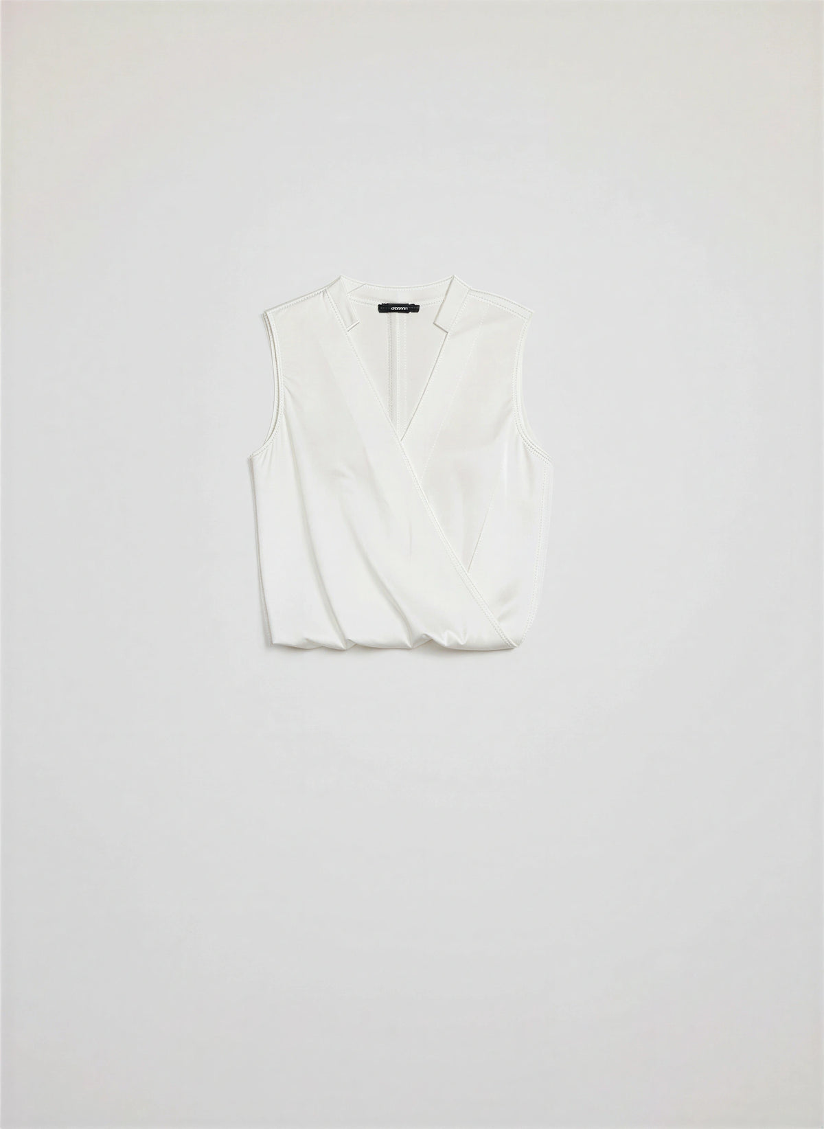 Serapha Blouse Cache-Cœur Sans Manches – Femme Bureau Chic Travail Col V Drapé Fluide Automne