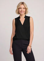 Serapha Blouse Cache-Cœur Sans Manches – Femme Bureau Chic Travail Col V Drapé Fluide Automne