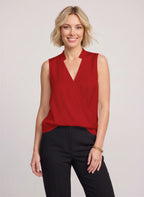 Serapha Blouse Cache-Cœur Sans Manches – Femme Bureau Chic Travail Col V Drapé Fluide Automne