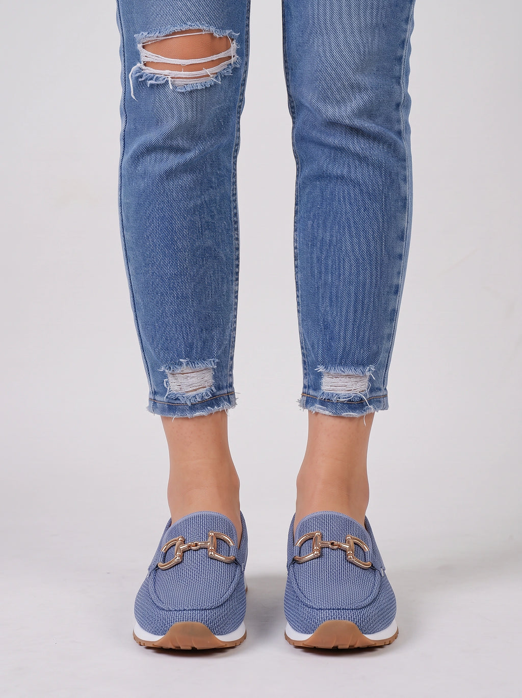 Trixa Mocassin Femme Plateforme – Chaussure Mors Doré Automne Casual Semelle Compensée