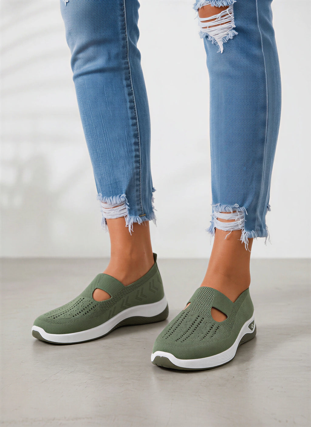 Kniara Baskets Tricot Extensible – Femme Confort Marche Respirant Slip-On Plateforme Légère