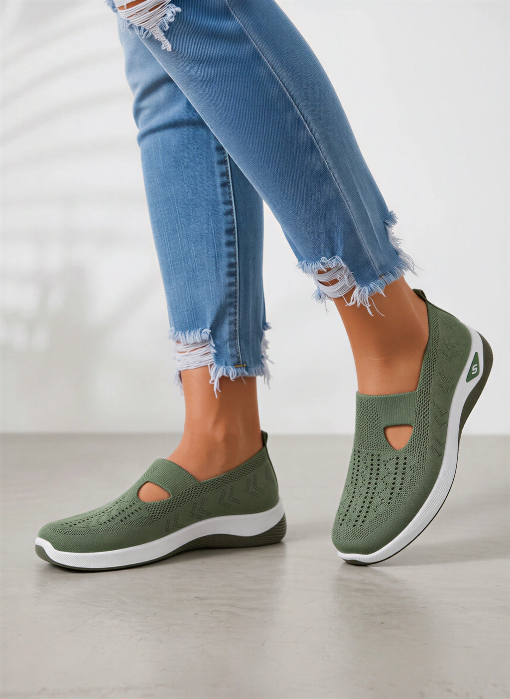 Kniara Baskets Tricot Extensible – Femme Confort Marche Respirant Slip-On Plateforme Légère