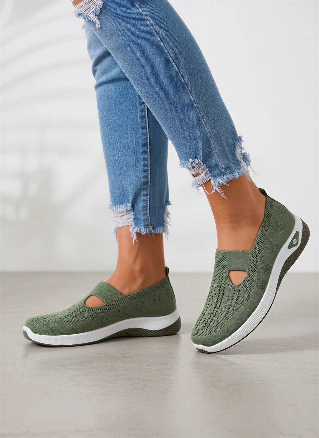 Kniara Baskets Tricot Extensible – Femme Confort Marche Respirant Slip-On Plateforme Légère
