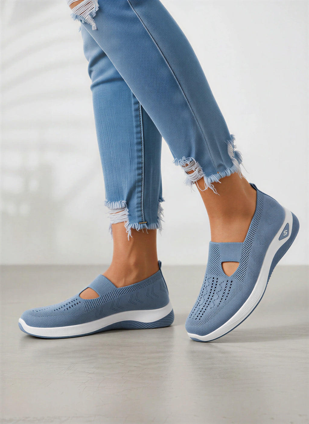 Kniara Baskets Tricot Extensible – Femme Confort Marche Respirant Slip-On Plateforme Légère