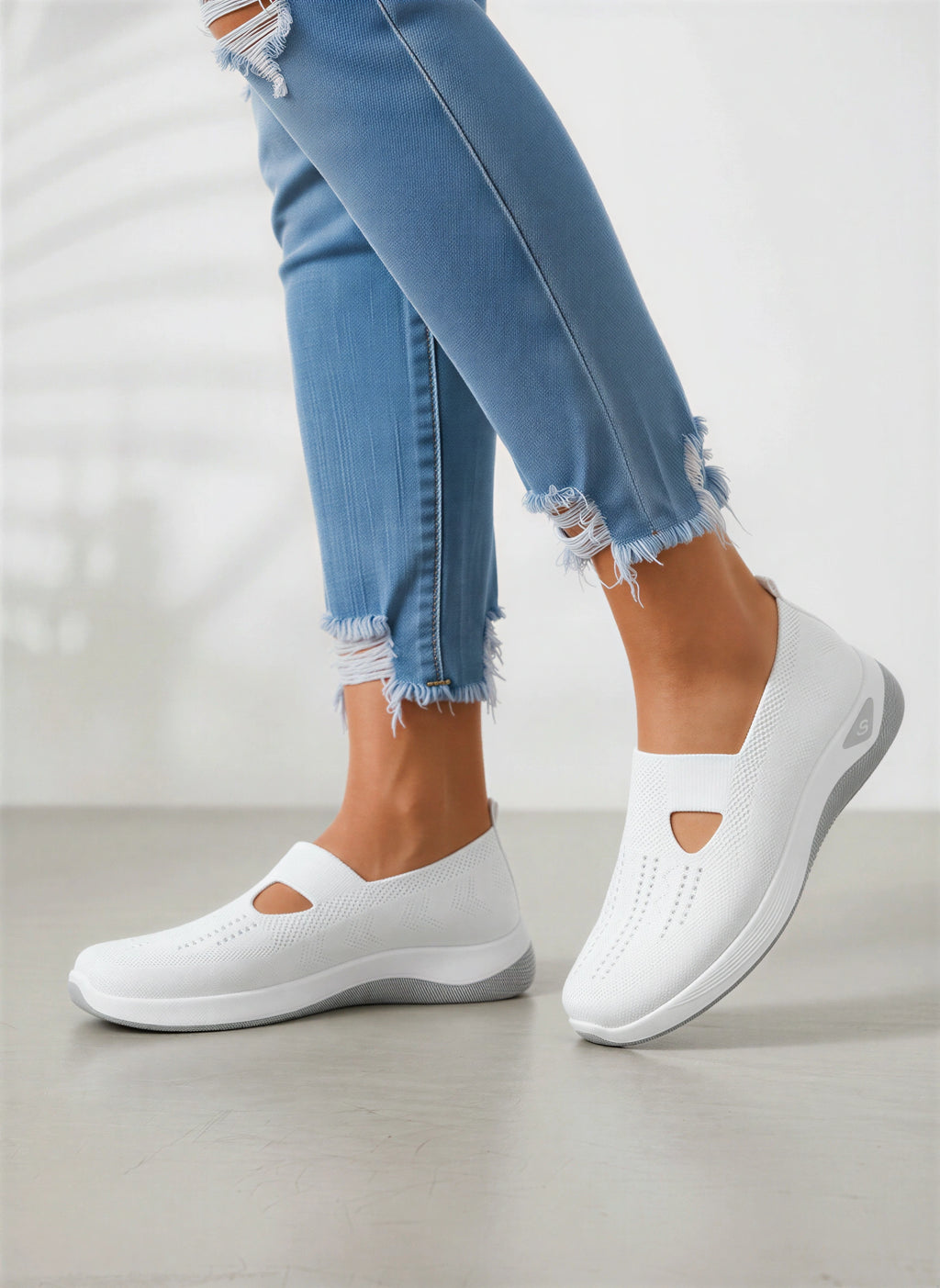 Kniara Baskets Tricot Extensible – Femme Confort Marche Respirant Slip-On Plateforme Légère