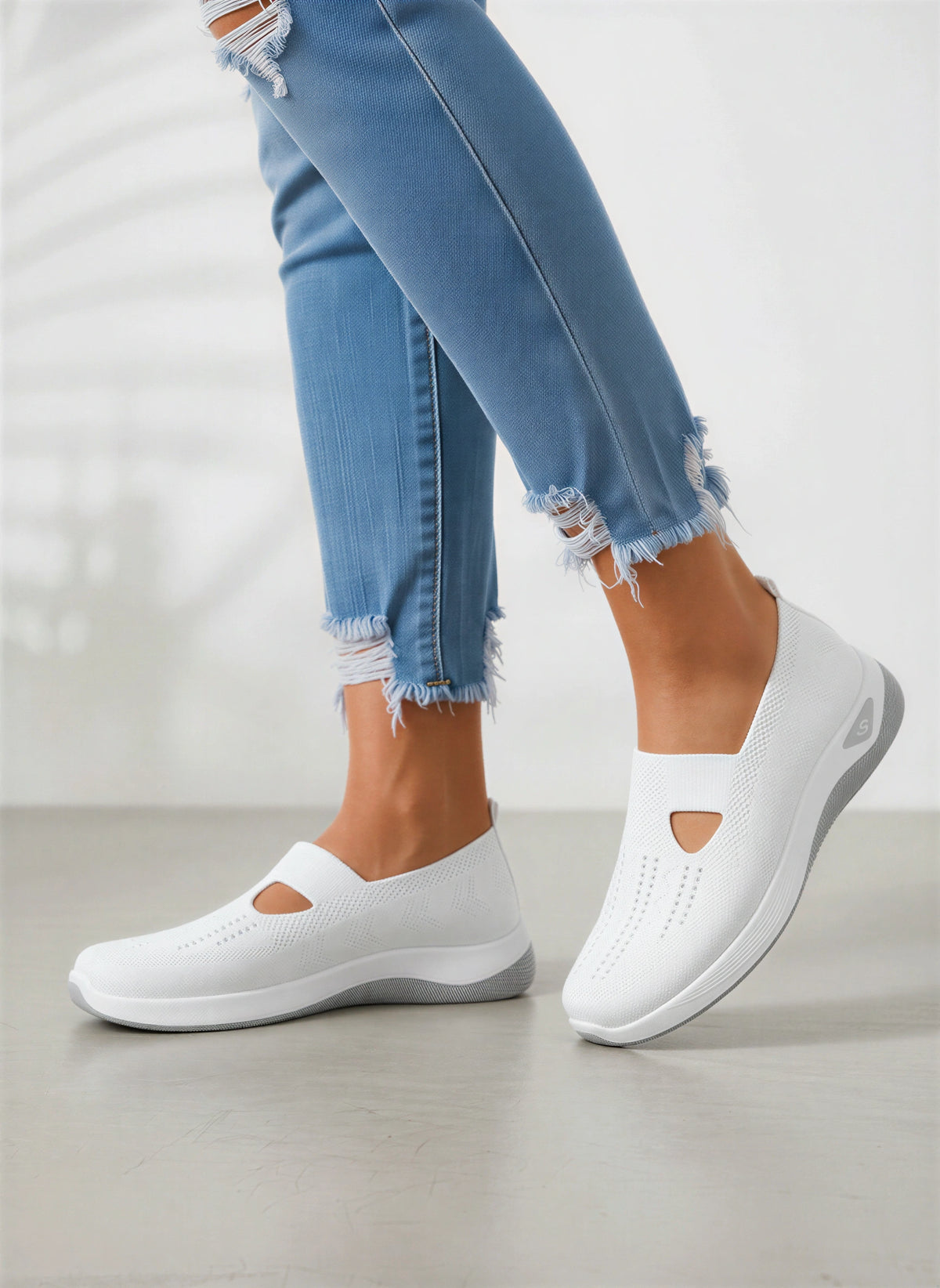 Kniara Baskets Tricot Extensible – Femme Confort Marche Respirant Slip-On Plateforme Légère