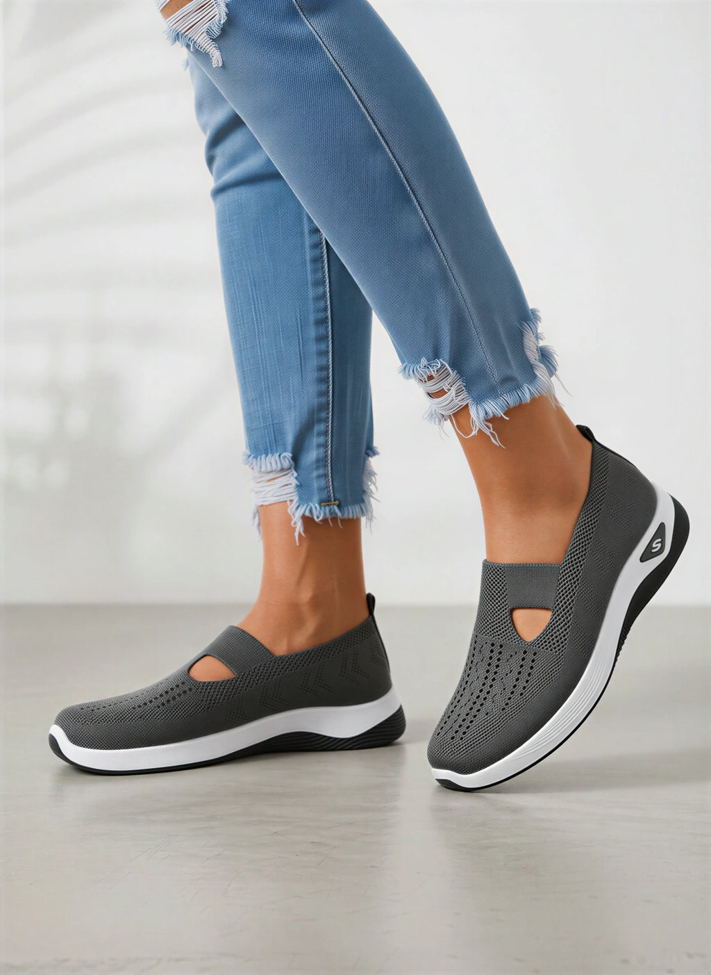 Kniara Baskets Tricot Extensible – Femme Confort Marche Respirant Slip-On Plateforme Légère