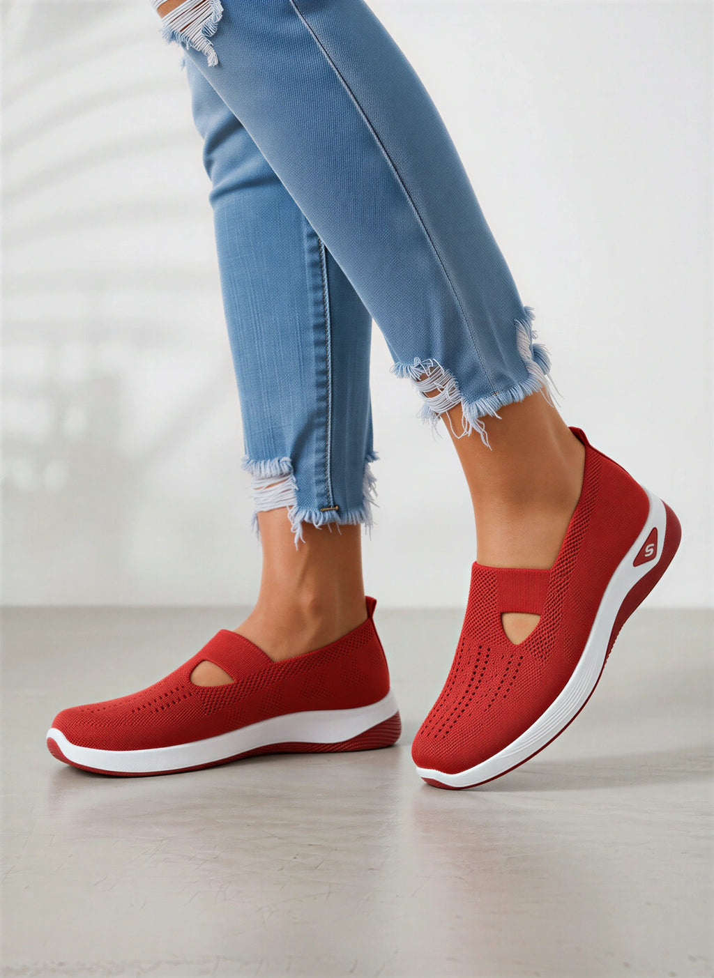 Kniara Baskets Tricot Extensible – Femme Confort Marche Respirant Slip-On Plateforme Légère
